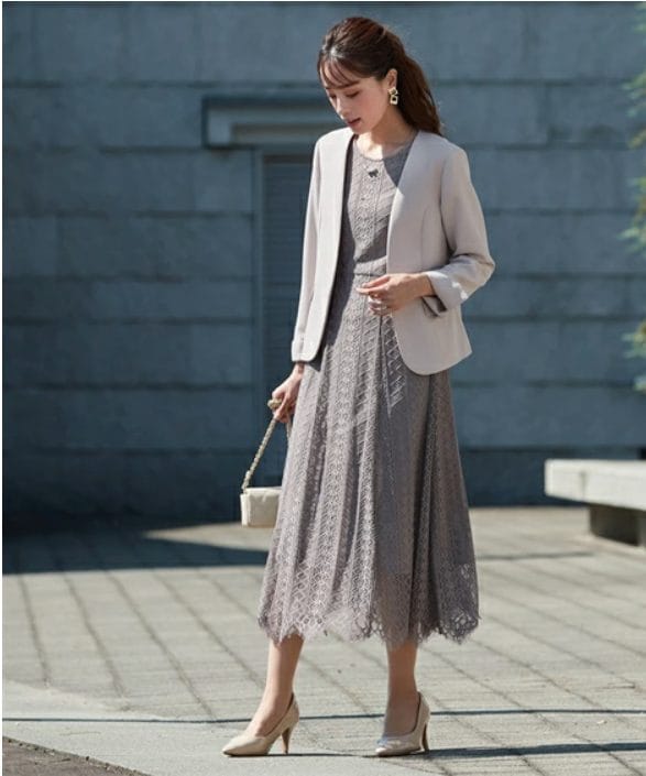 レースワンピースとジャケットの卒業式入学式セレモニースーツ