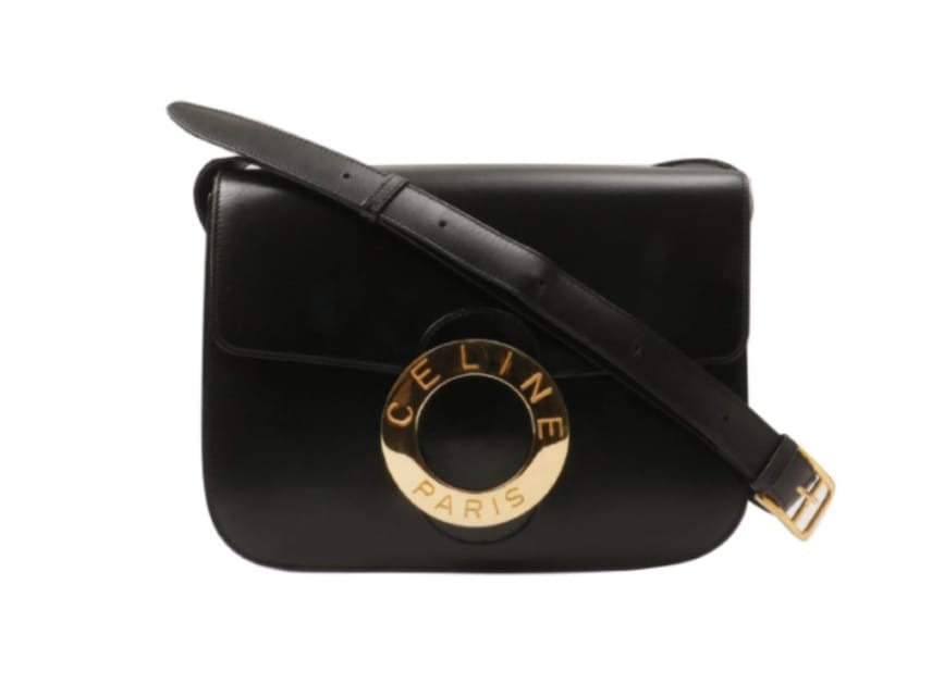 セリーヌ ショルダーバッグ ブラック ロゴ金具 入学式 卒業式 ママ フォーマルバッグ