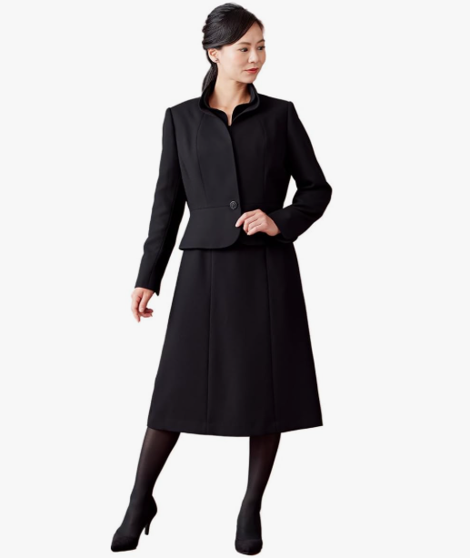 SORITEAL前開き立ち襟フリル喪服アンサンブル