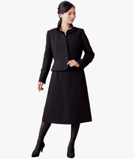 SORITEAL前開き立ち襟フリル喪服アンサンブル｜40代女性におすすめのブラックフォーマル