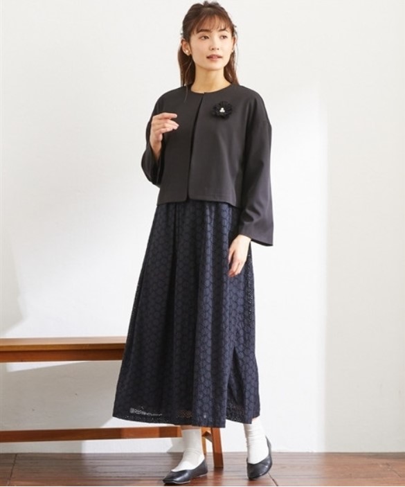 nissen Neina レースワンピース×ジャケットのアンサンブルスーツ。七五三にも着回せる上品デザイン。