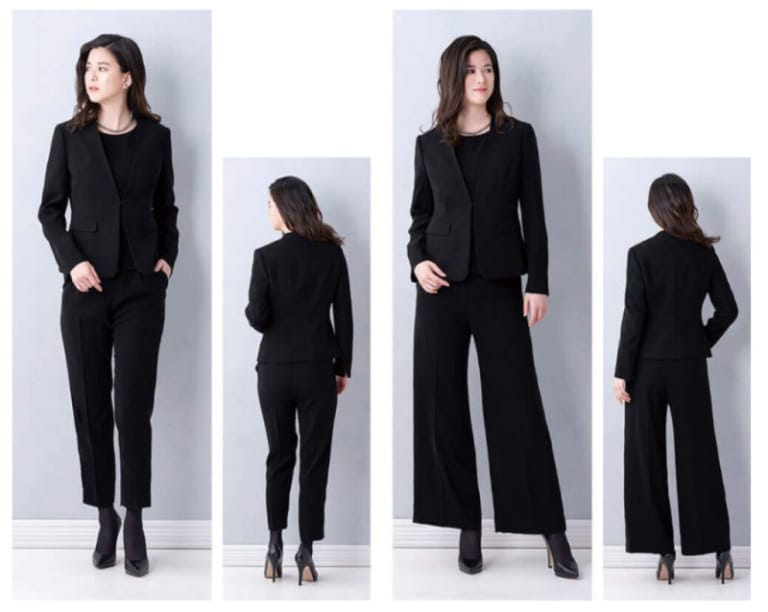 テーパードとワイドパンツが選べる喪服パンツスーツ