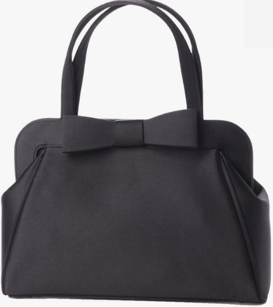 ルルコ ブラックフォーマルバッグ｜リボン付きシンプルな喪服用ハンドバッグ