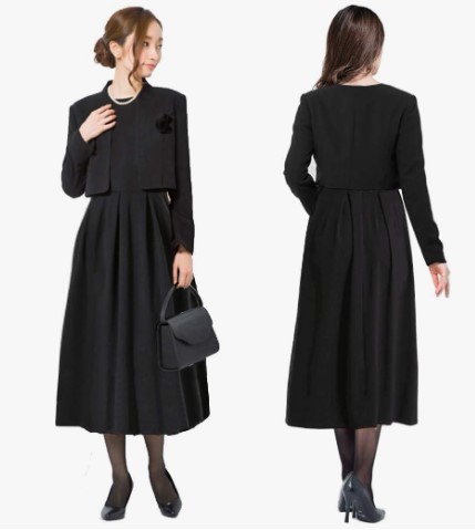 ルルコの喪服ワンピーススーツ 前後姿の全身イメージ