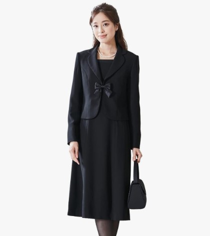 マーガレットの喪服 リボン付きジャケットのワンピースアンサンブル