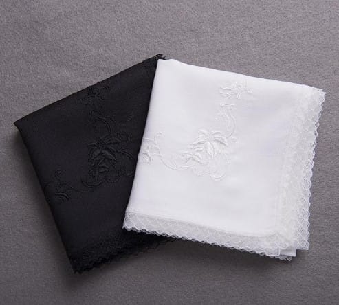 アウローラ冠婚葬祭用レースハンカチ白・黒