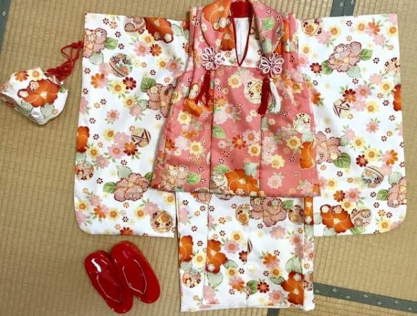 被布と着物のセット、3歳の七五三衣装