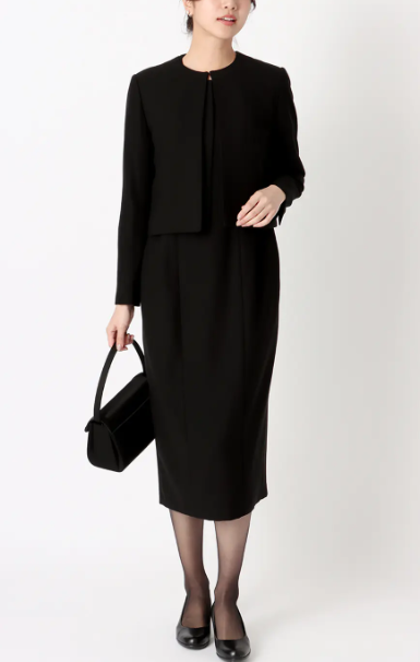 ノーカラーアンサンブル T2N22403 レディース 喪服 ブラックフォーマル 