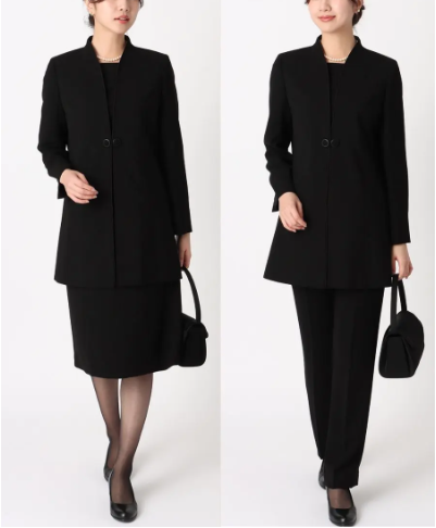 ＆ress タック入りジャケット＆パンツセット レディース 喪服 ブラックフォーマル