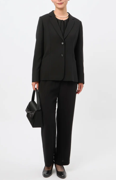 テーラードカラーフォーマルスーツ ３点セット レディース 喪服 ブラックフォーマル
