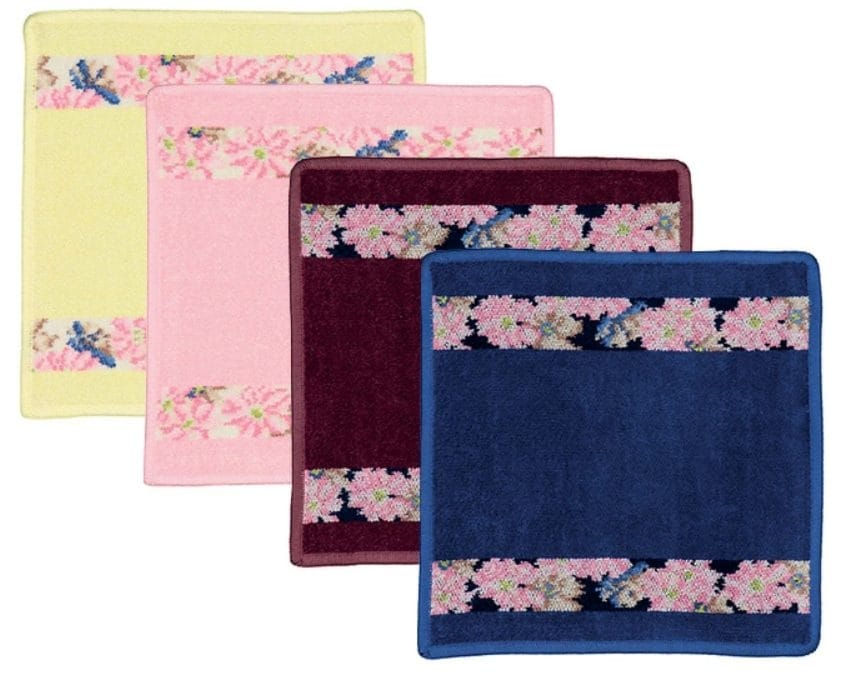 桜ボーダーデザインのフェイラーハンカチ