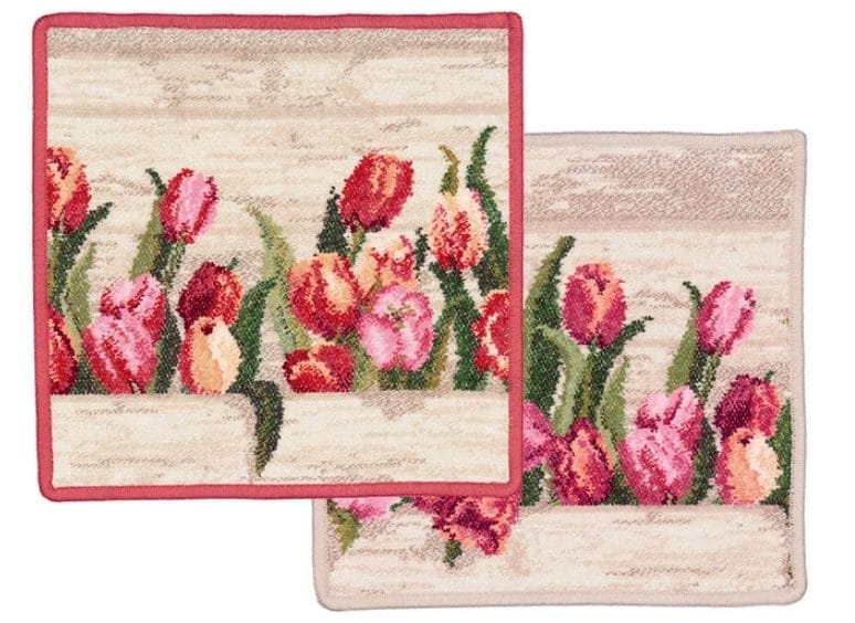 チューリップ柄のフェイラーシェニール織ハンカチ