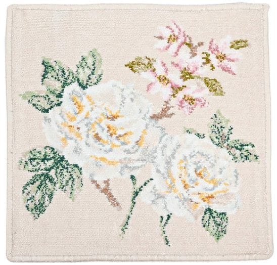 フェイラーの白いバラ柄シェニール織ハンカチ